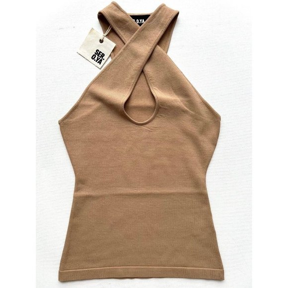 SER.O.YA Nori Knit Halter  Top Brown - Picture 6 of 6
